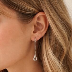 Women Dangle Earrings Adult Teardrop Chain Minimalist Casual Silver Medium